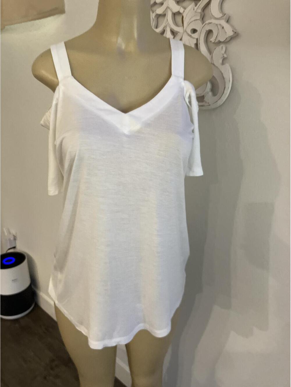 INC International Concepts White Cold Shoulder V-Neck Tunic/